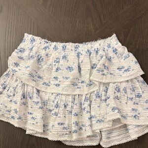 LoveShackFancy Blue Floral Mini Skirt